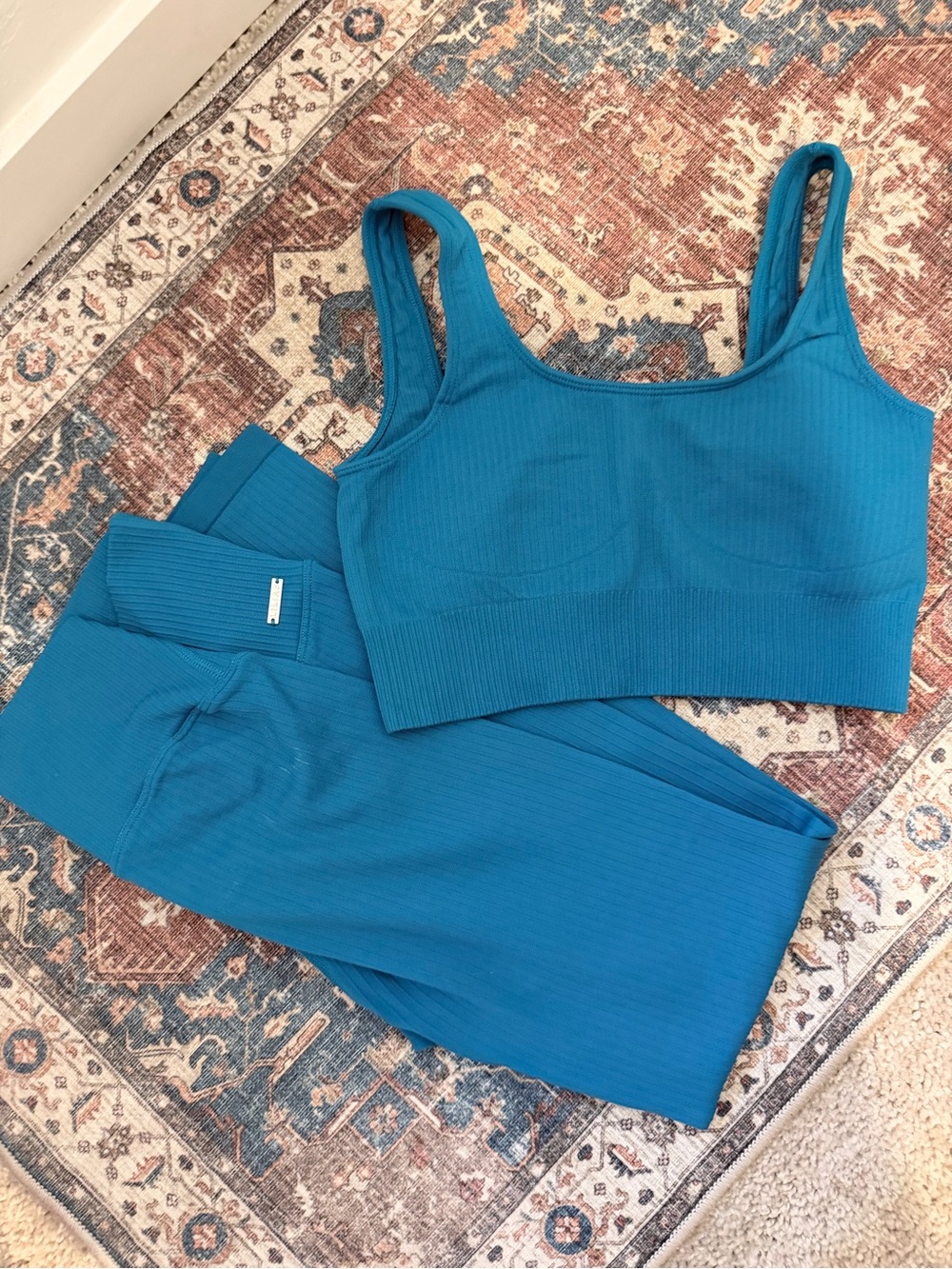 Lilia’s Seamless Ribbed Sports Bra & Legging Set - Teal